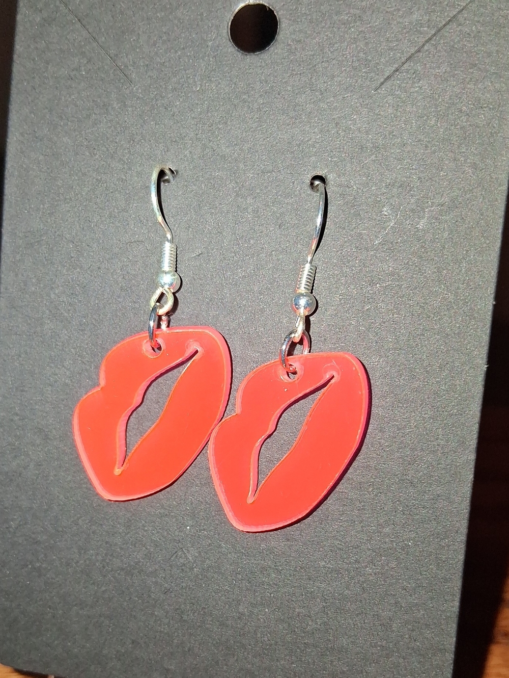 Hot Pink Lip-Shaped Dangle Earrings - Unbranded